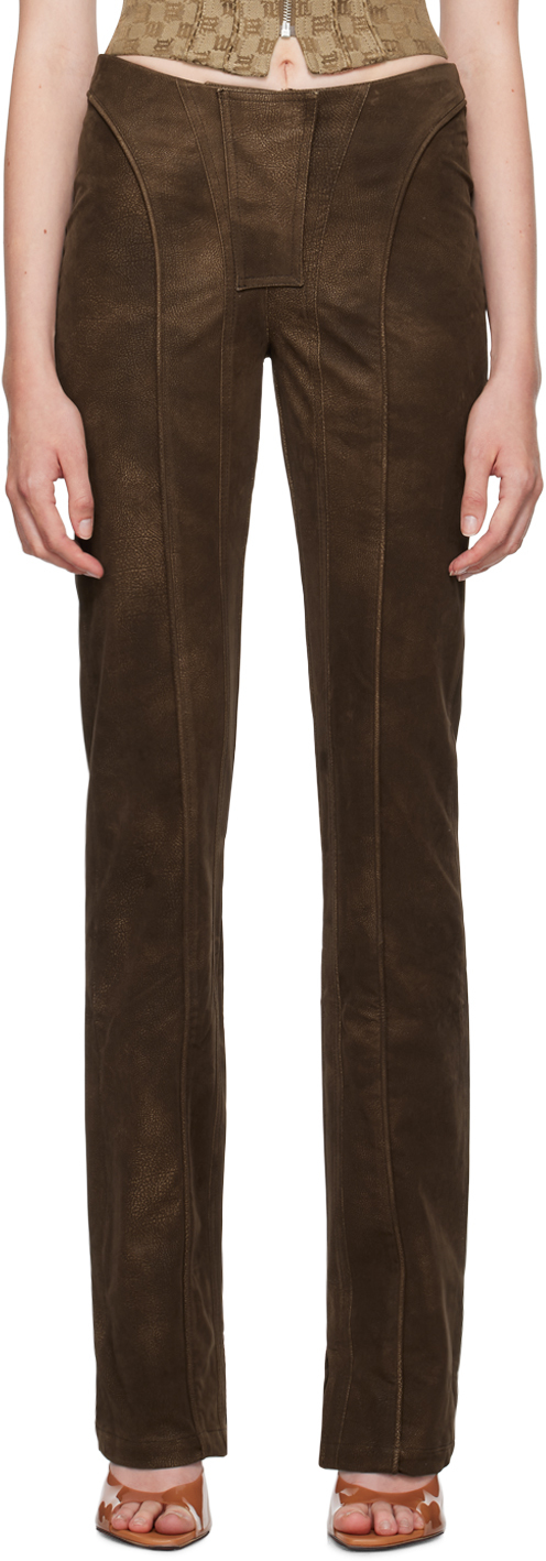 Shop Misbhv Brown Harley Faux-leather Trousers