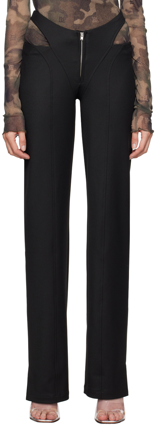Black Cutout Trousers by MISBHV on Sale