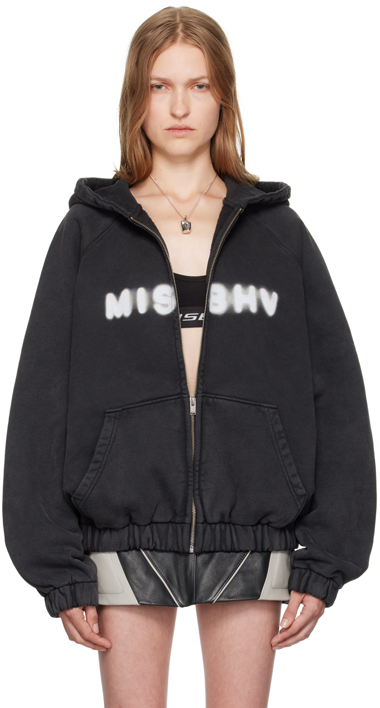 Shop Misbhv Black Community Zipped Hoodie In Washed Black