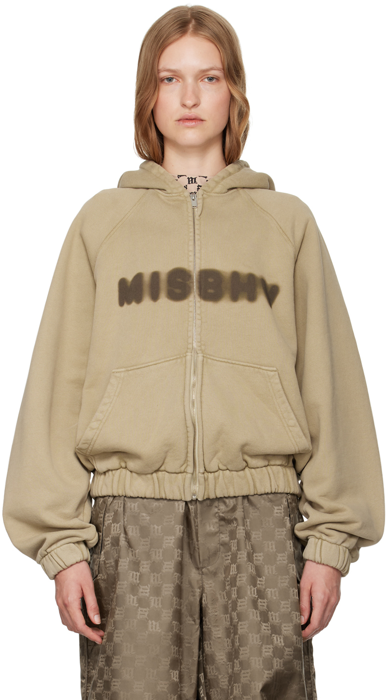 Shop Misbhv Beige Community Zipped Hoodie In Vintage Beige