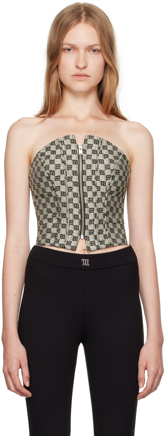 Shop Misbhv Gray Jacquard Monogram Top In Mlc