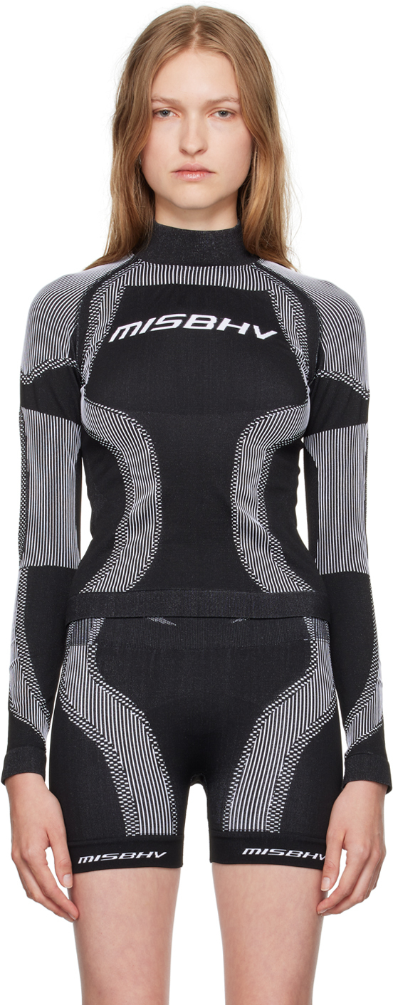 Shop Misbhv Black Active Wear Long Sleeve Sport Top In Black/white