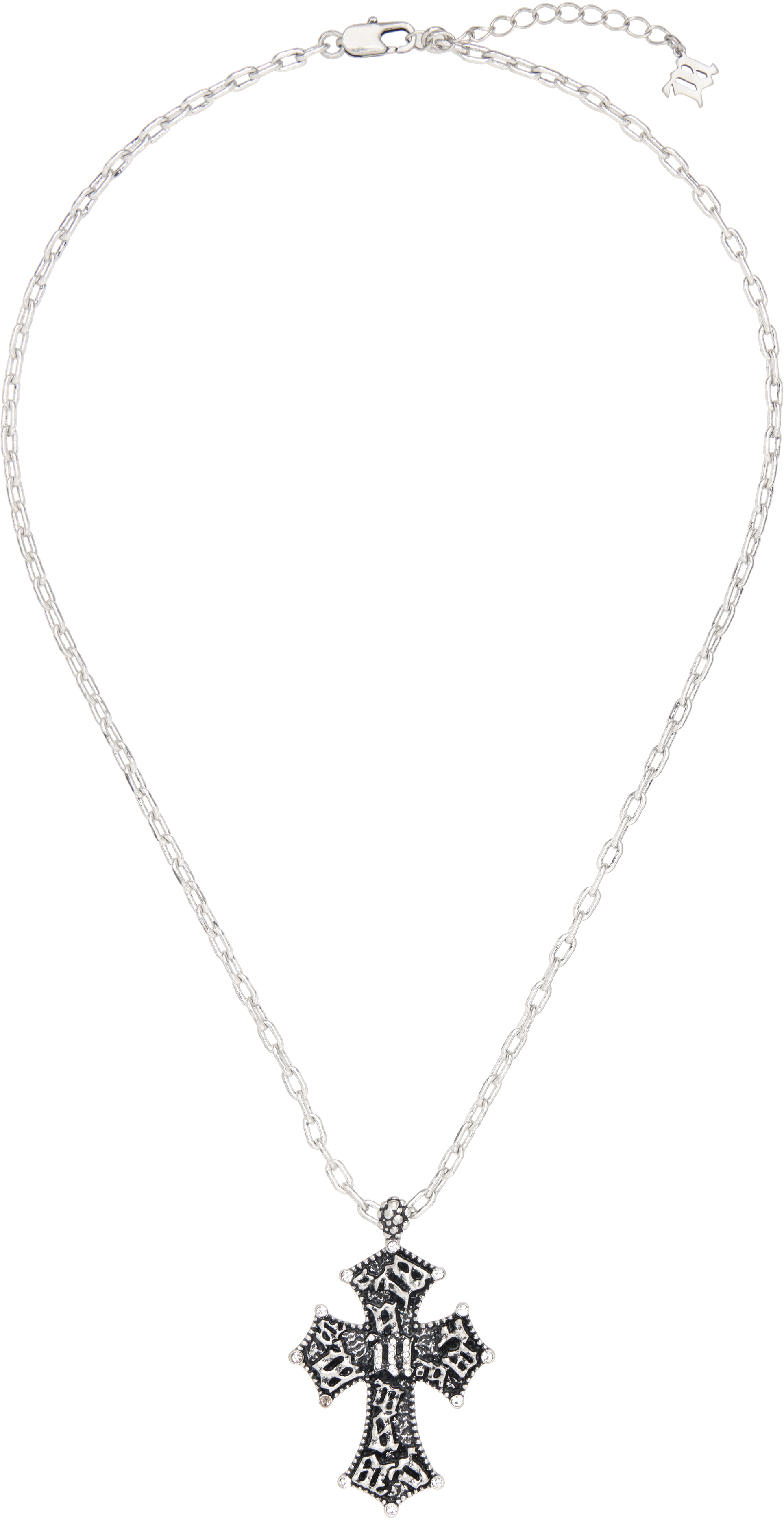 Shop Misbhv Silver Preacher Vintage Chain Necklace In Pewter