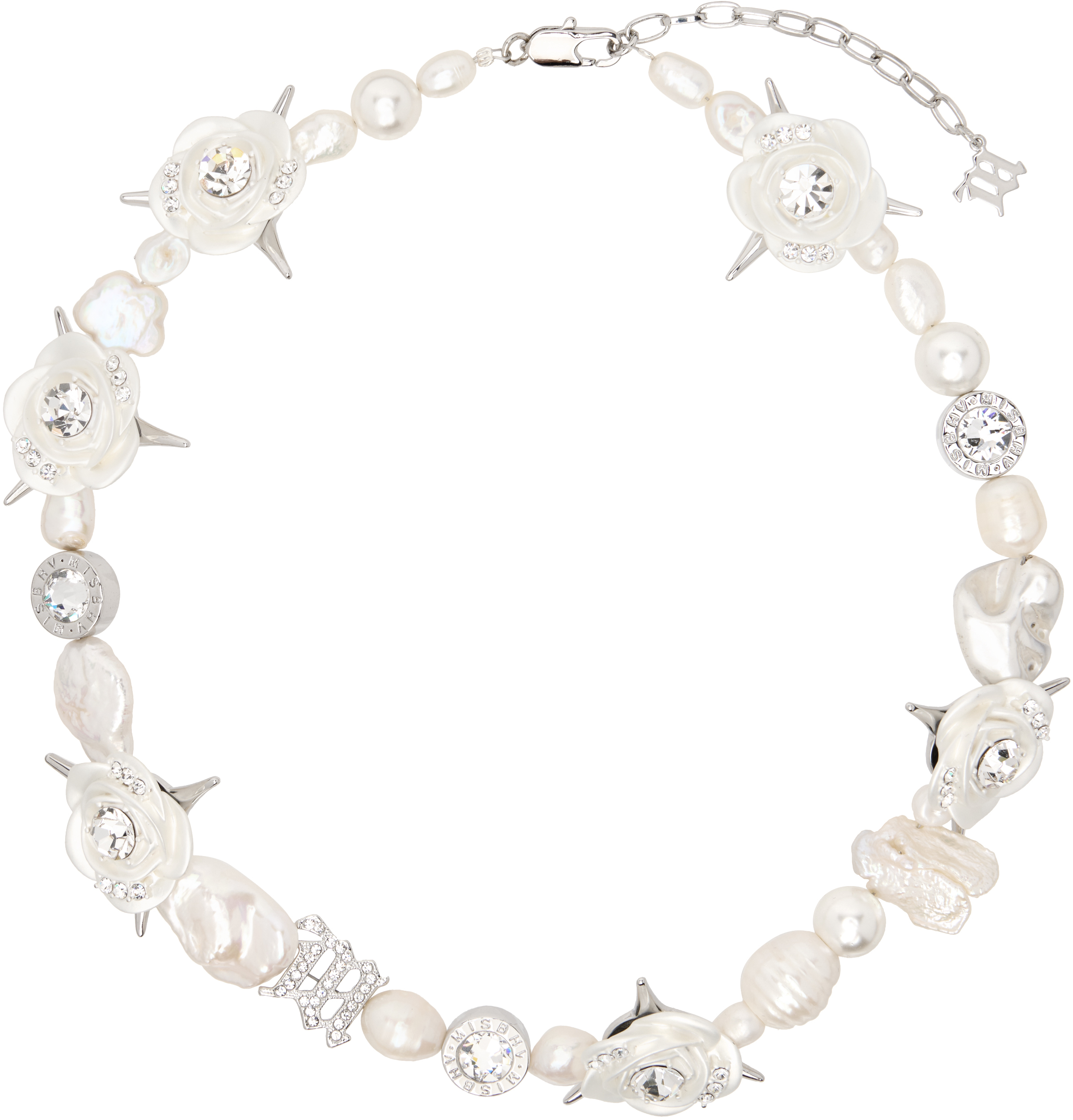 Misbhv Silver No Rose Without Thorns Choker In White