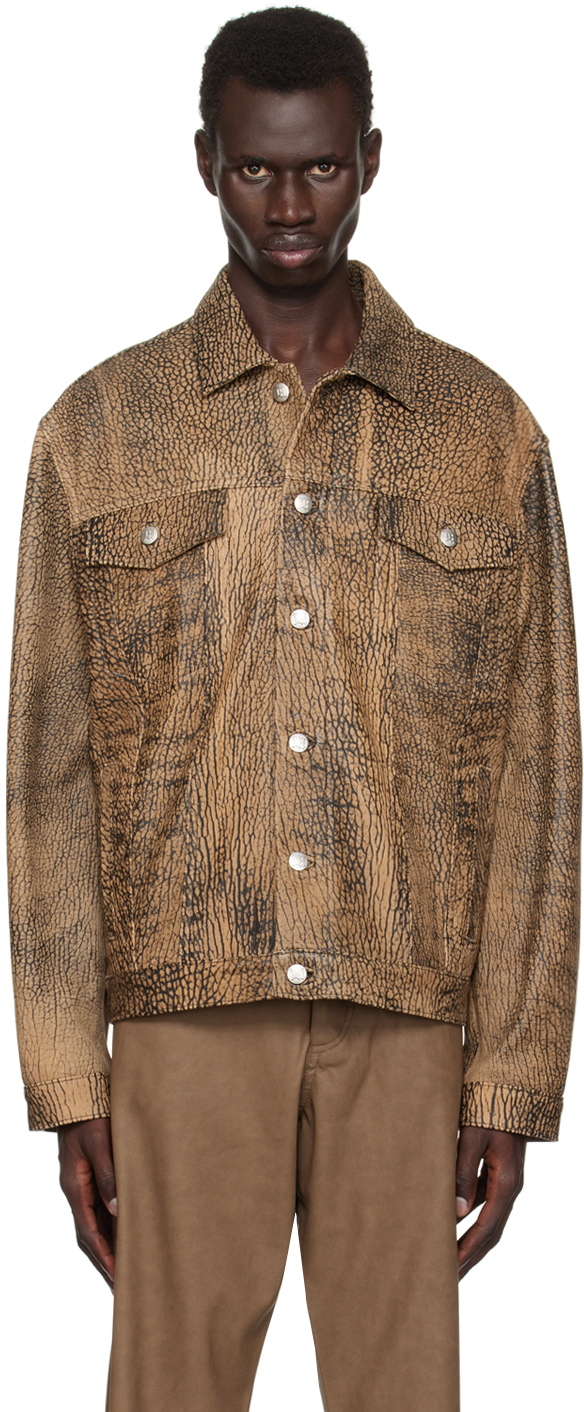 Shop Misbhv Brown Safari Leather Jacket