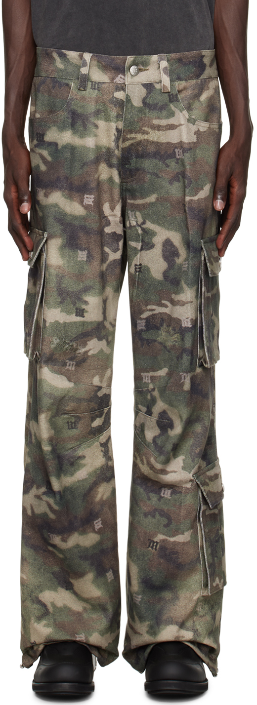 Shop Misbhv Khaki Camouflage Cargo Pants In Mlc