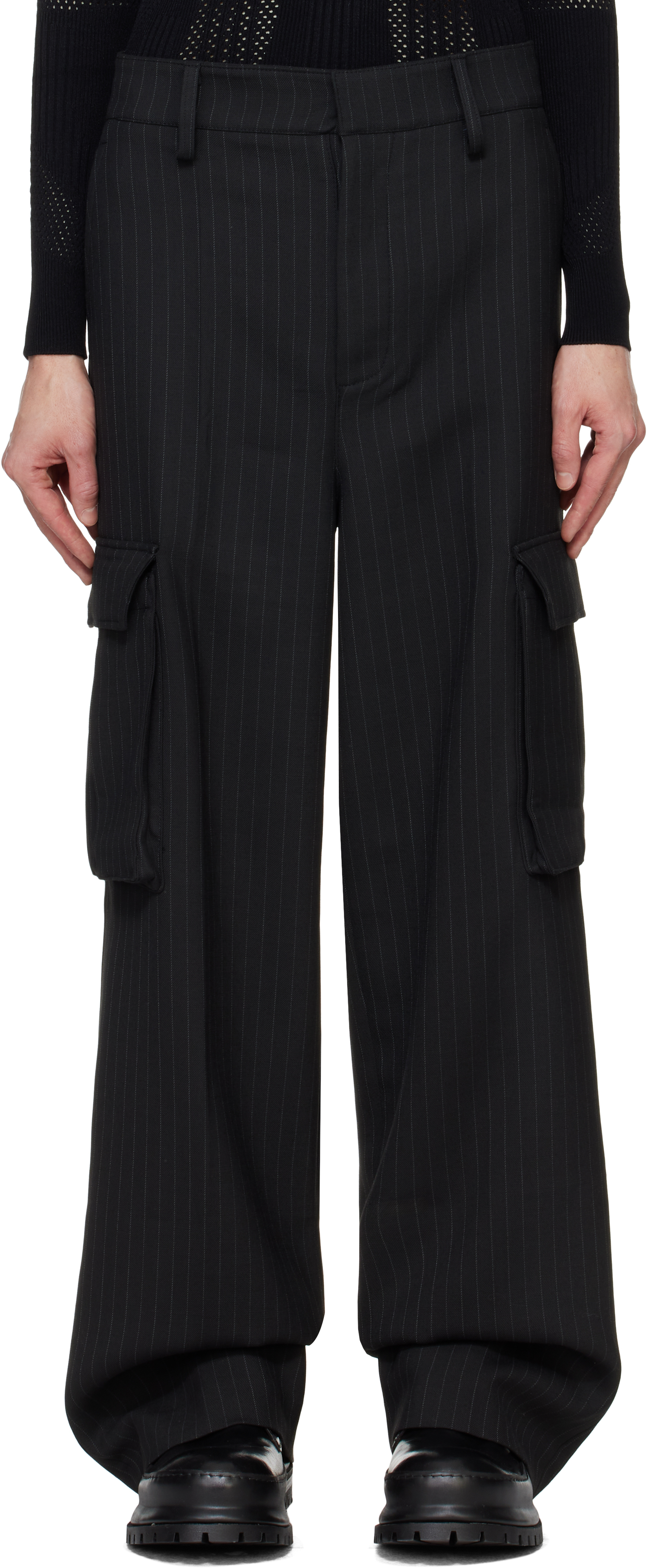 Misbhv Black Office Pinstripe Tailored Trousers