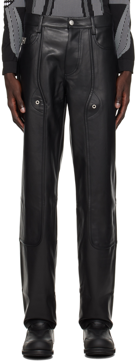 Black Astro Carpenter Faux-Leather Trousers