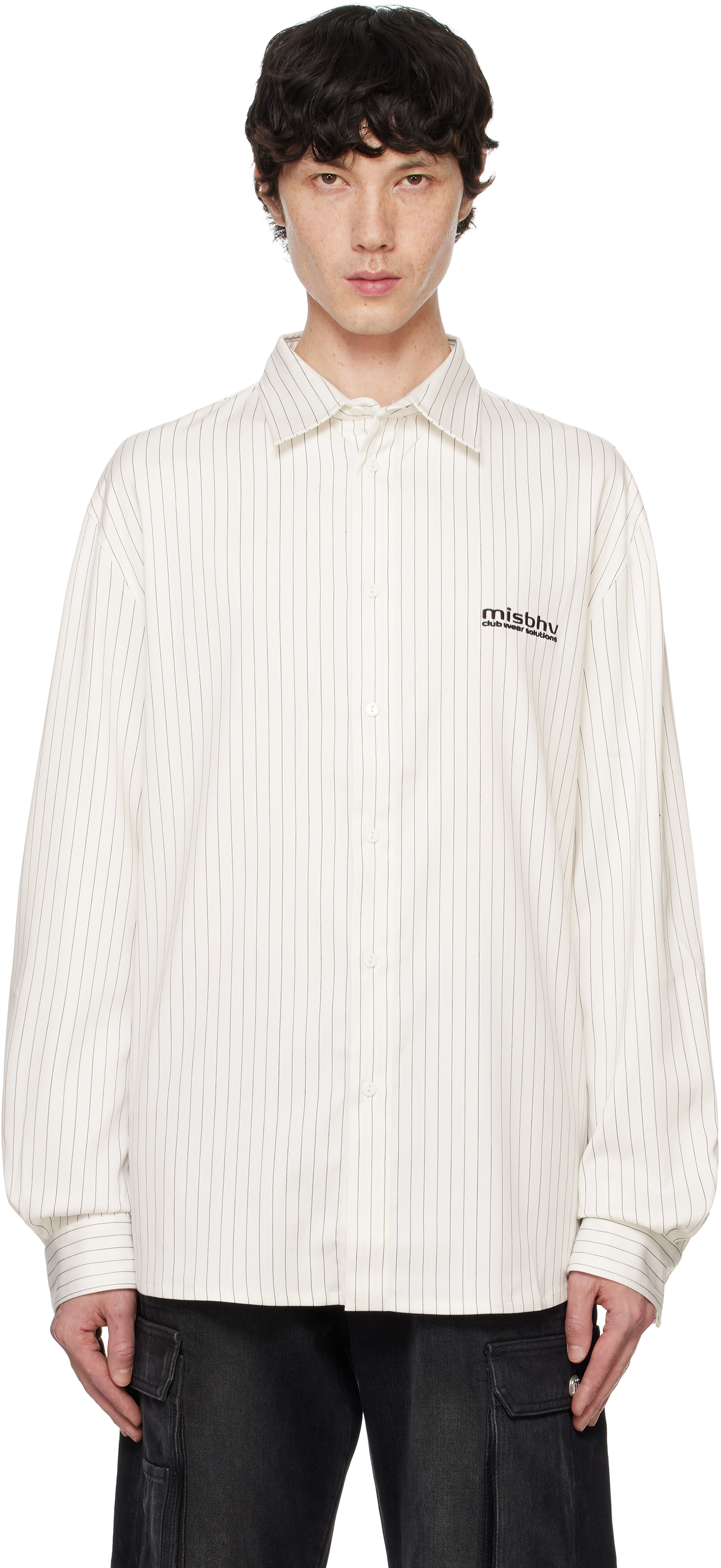 Misbhv Off-white Office Pinstripe Shirt In Off White