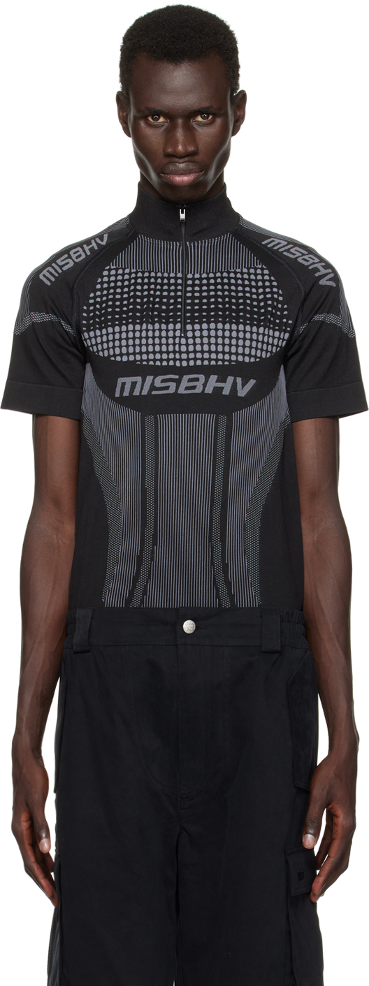 Shop Misbhv Black Sport Europa Quarter-zip Top In Muted Black