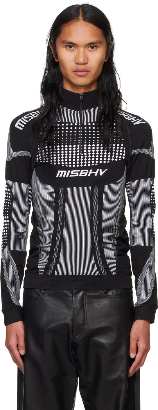 Shop Misbhv Black & White Sport Active Europa Quarter-zip T-shirt In Black/white