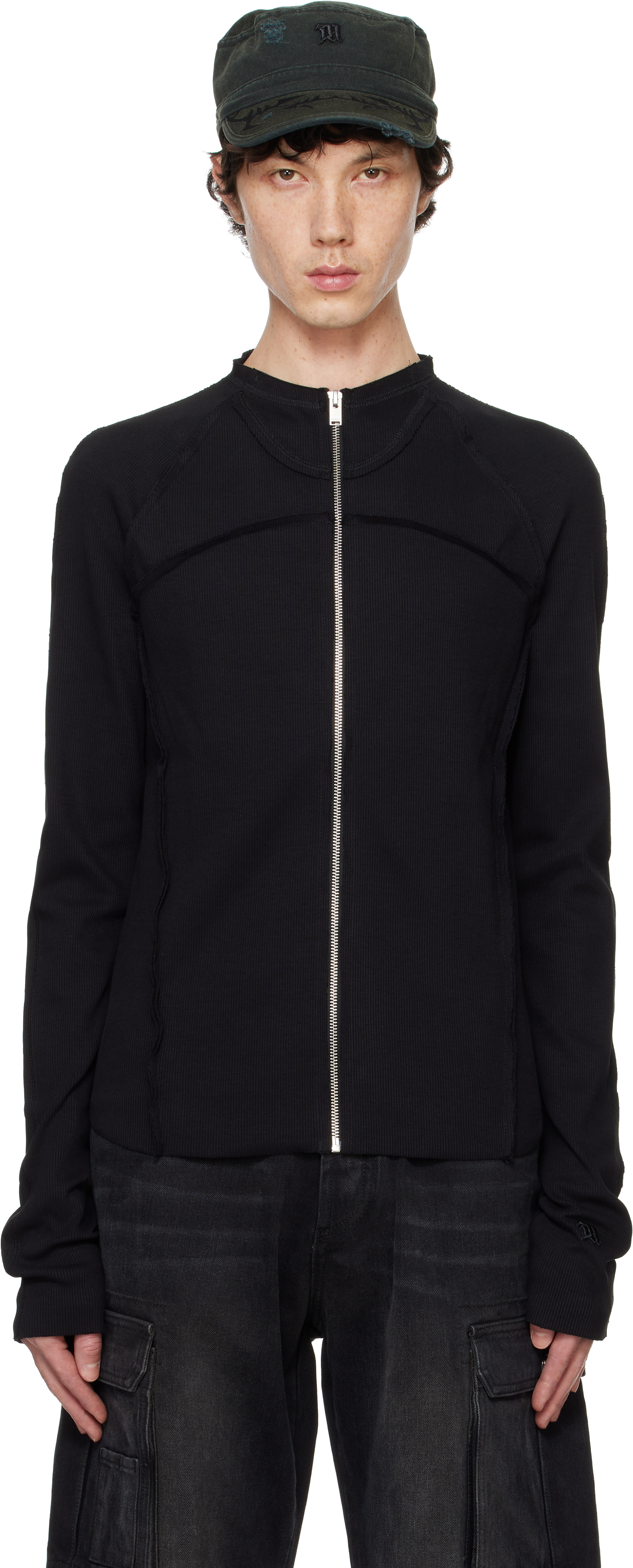 Shop Misbhv Black Rib Zipped Longsleeve Jacket