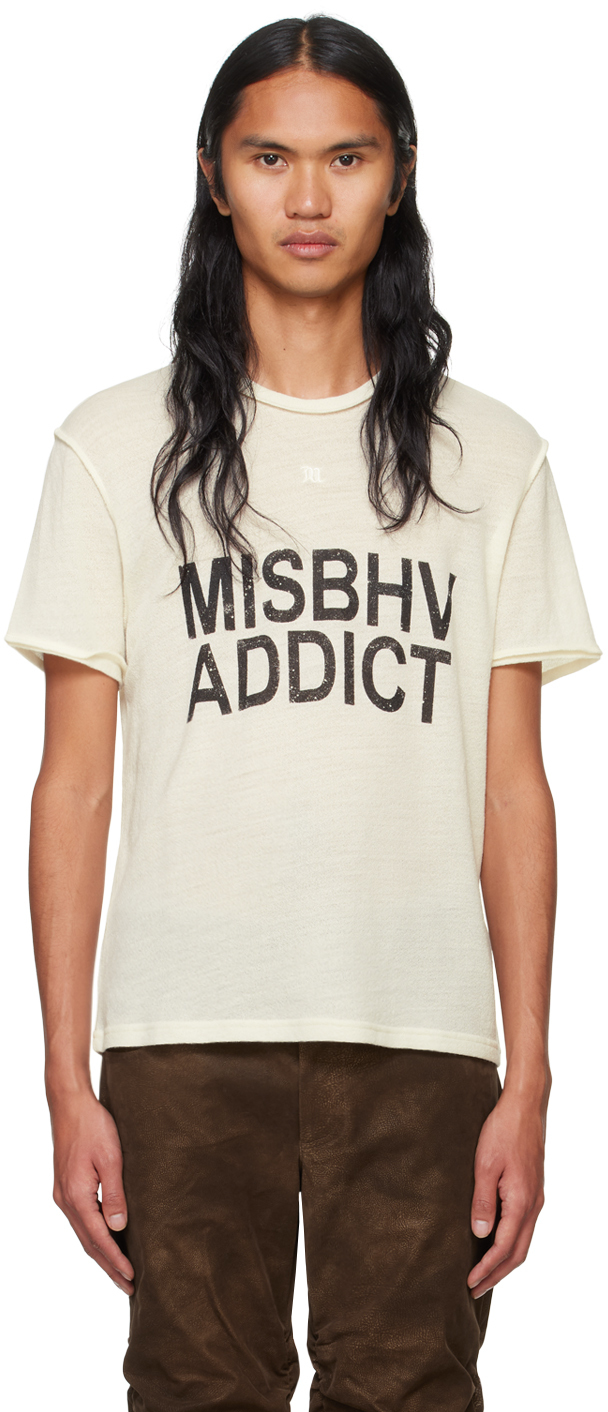 Shop Misbhv Off-white ' Addict' T-shirt In Off White