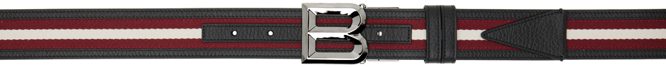 Shop Bally Black & Red B Bold Reversible Belt In Black+red/bone+rut