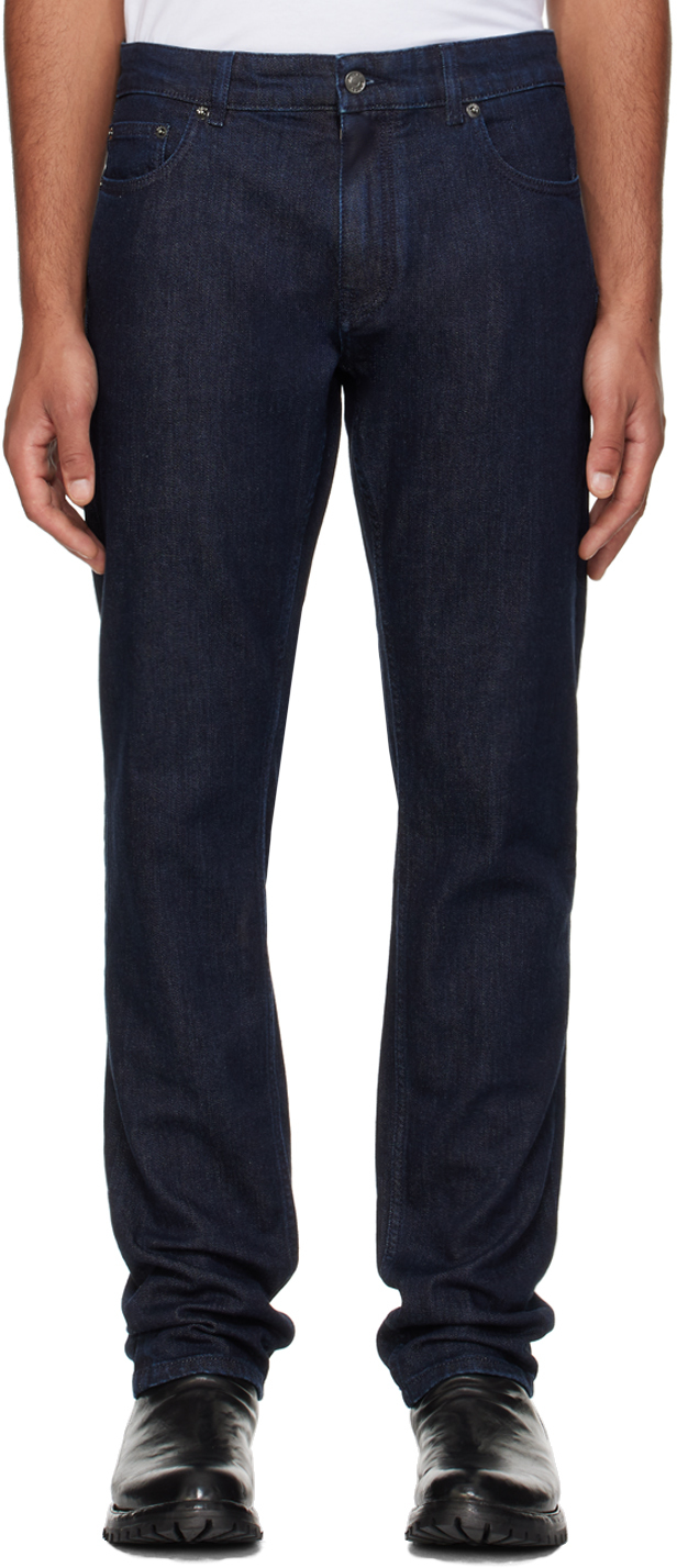 Shop Bally Blue Adrien Brody Edition Jeans In Dark Blue Wash