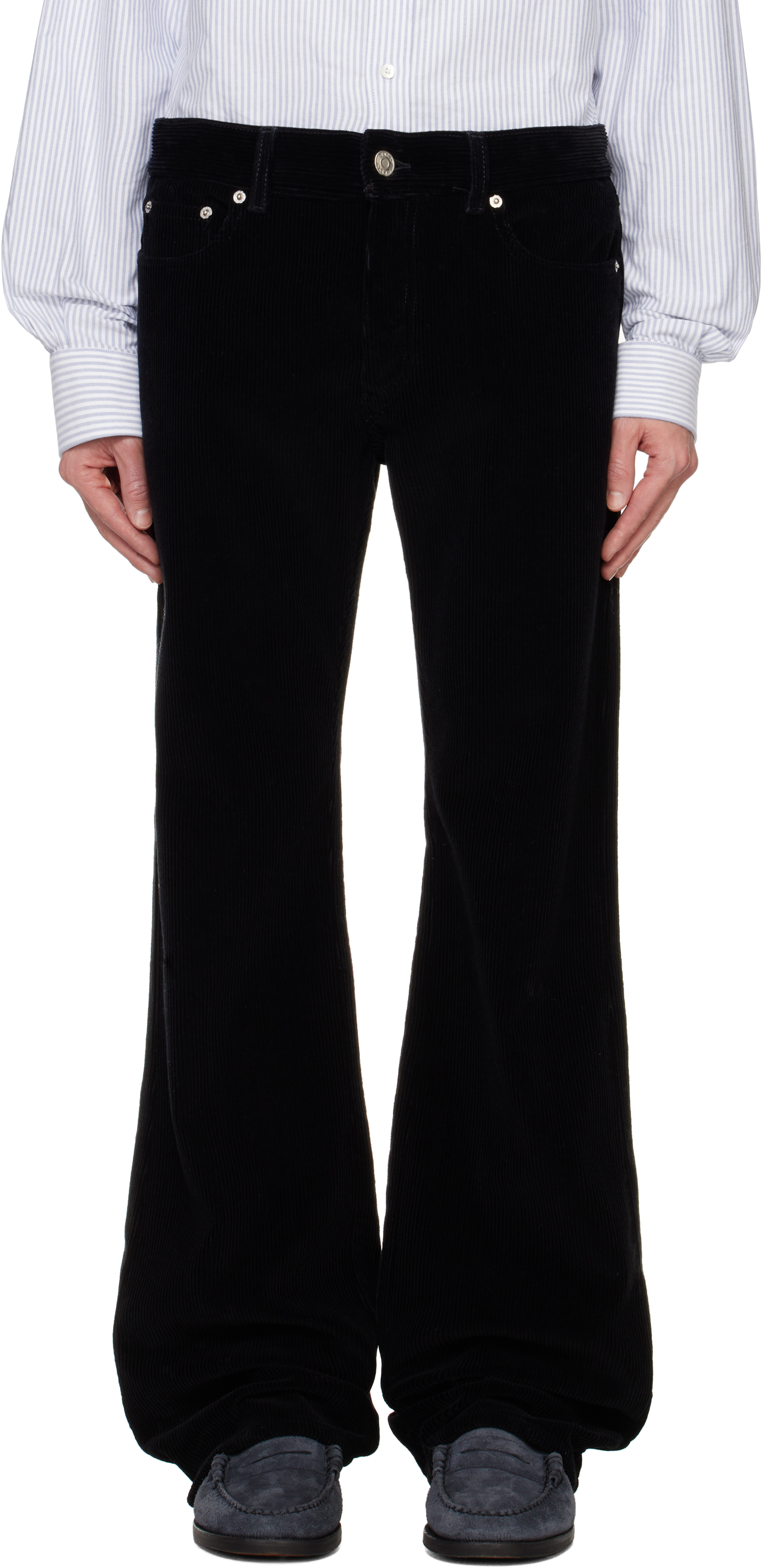 Shop Bally Black Flared Corduroy Trousers