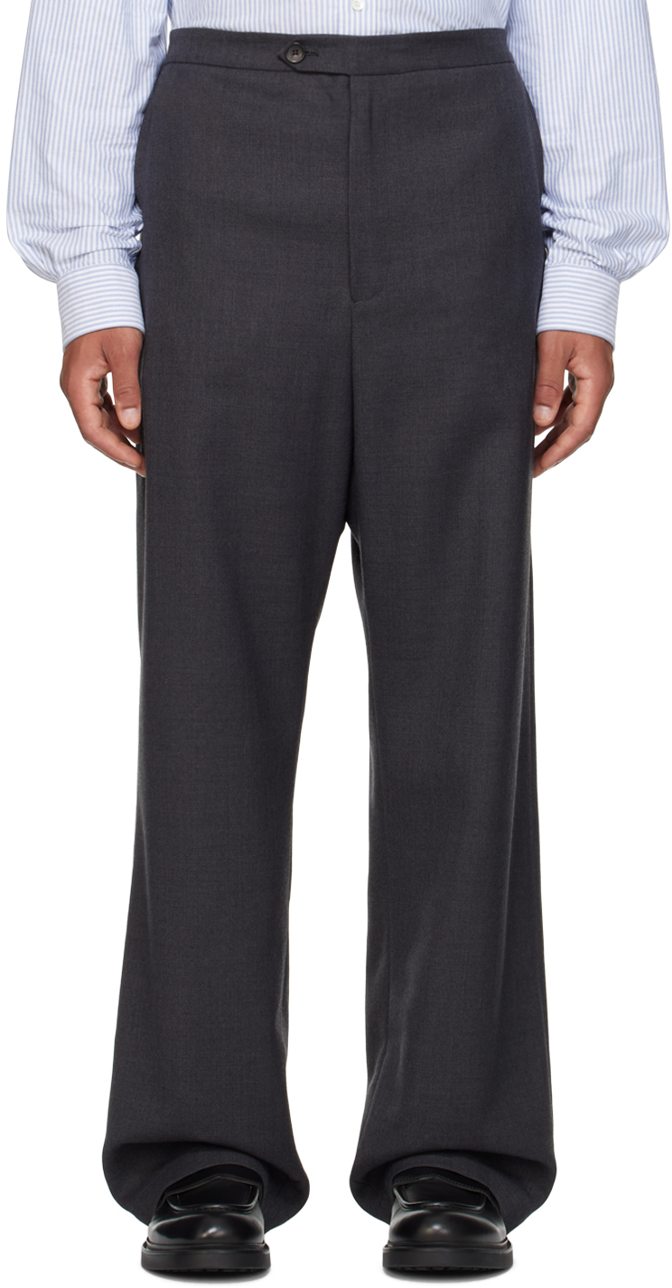 Shop Bally Gray Loose Trousers In Dark Grey 50