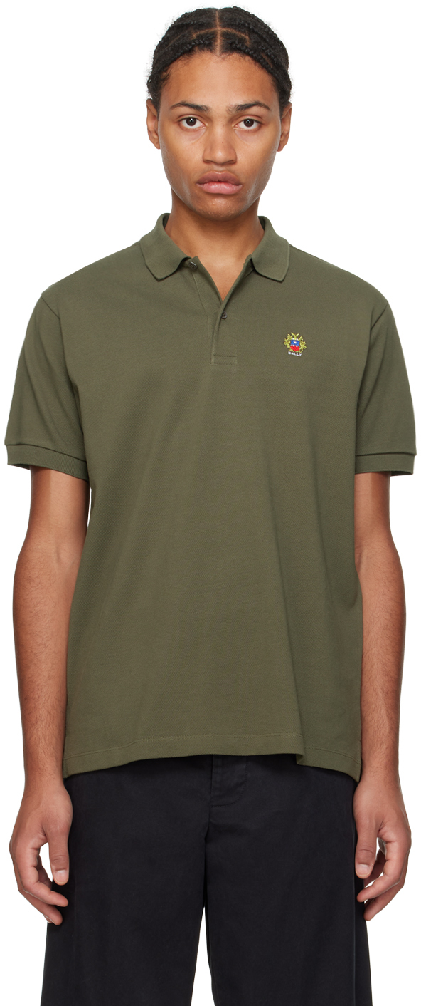 Shop Bally Green Embroidered-logo Polo In Military Green 50