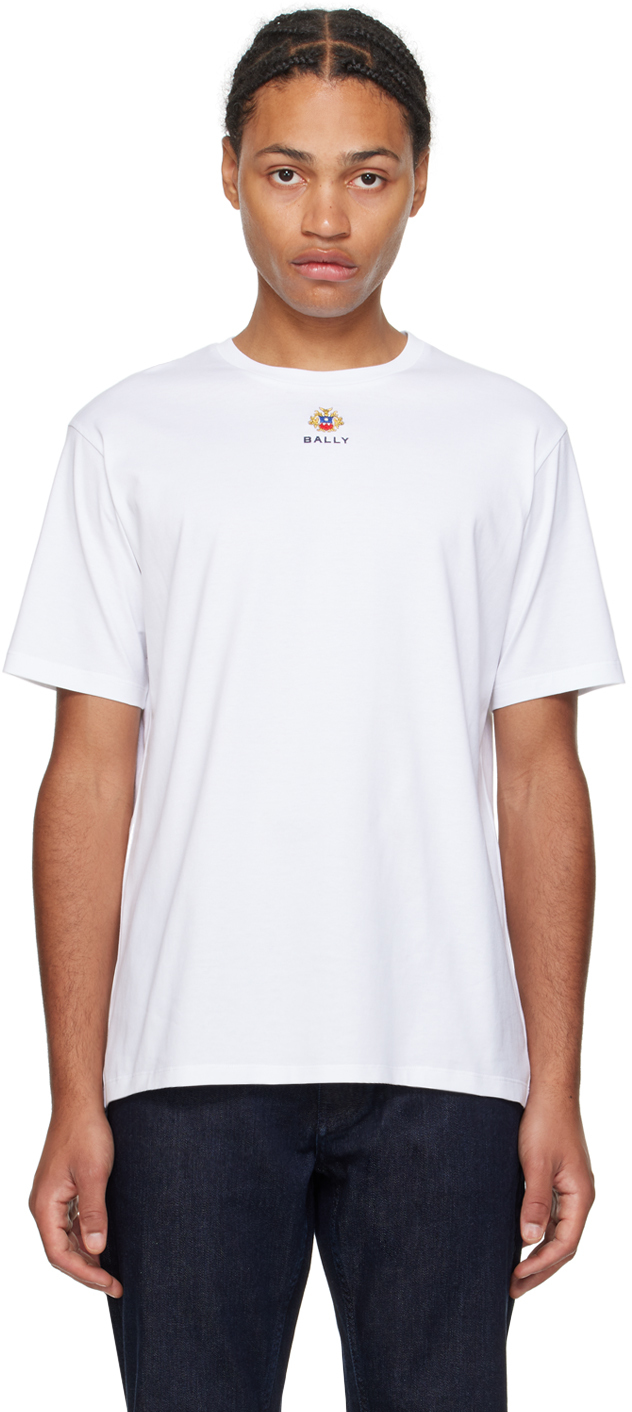 White Embroidered-Logo T-Shirt