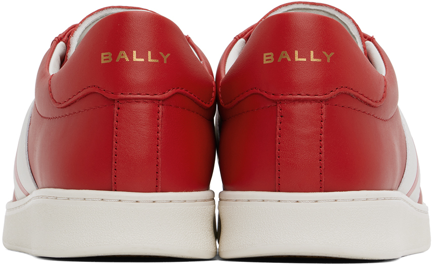 Bally Low Top Sneakers In Calf Leather In Candy Red/white