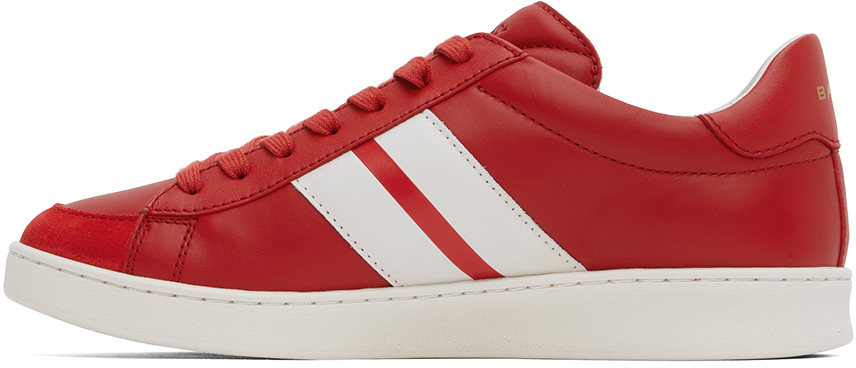 Bally Low Top Sneakers In Calf Leather In Candy Red/white