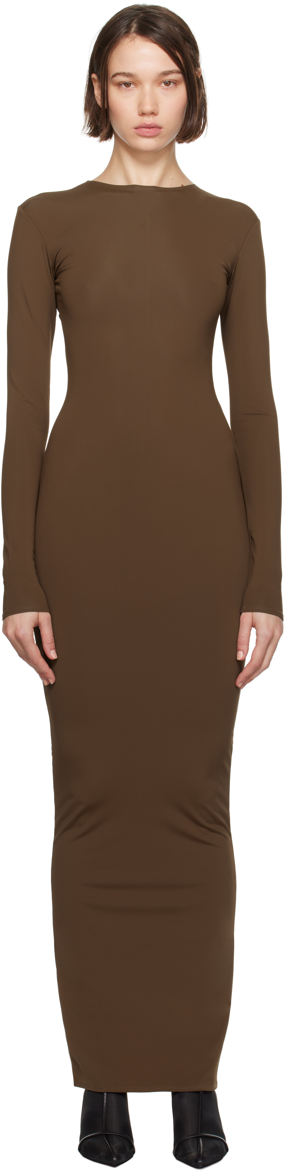 Brown LS Maxi Dress