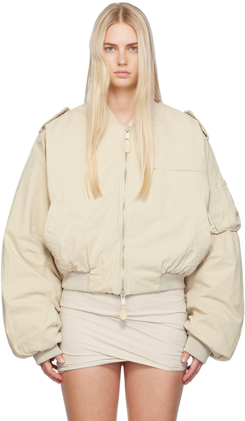 Shop Entire Studios Beige A-4 Bomber Jacket In Batter