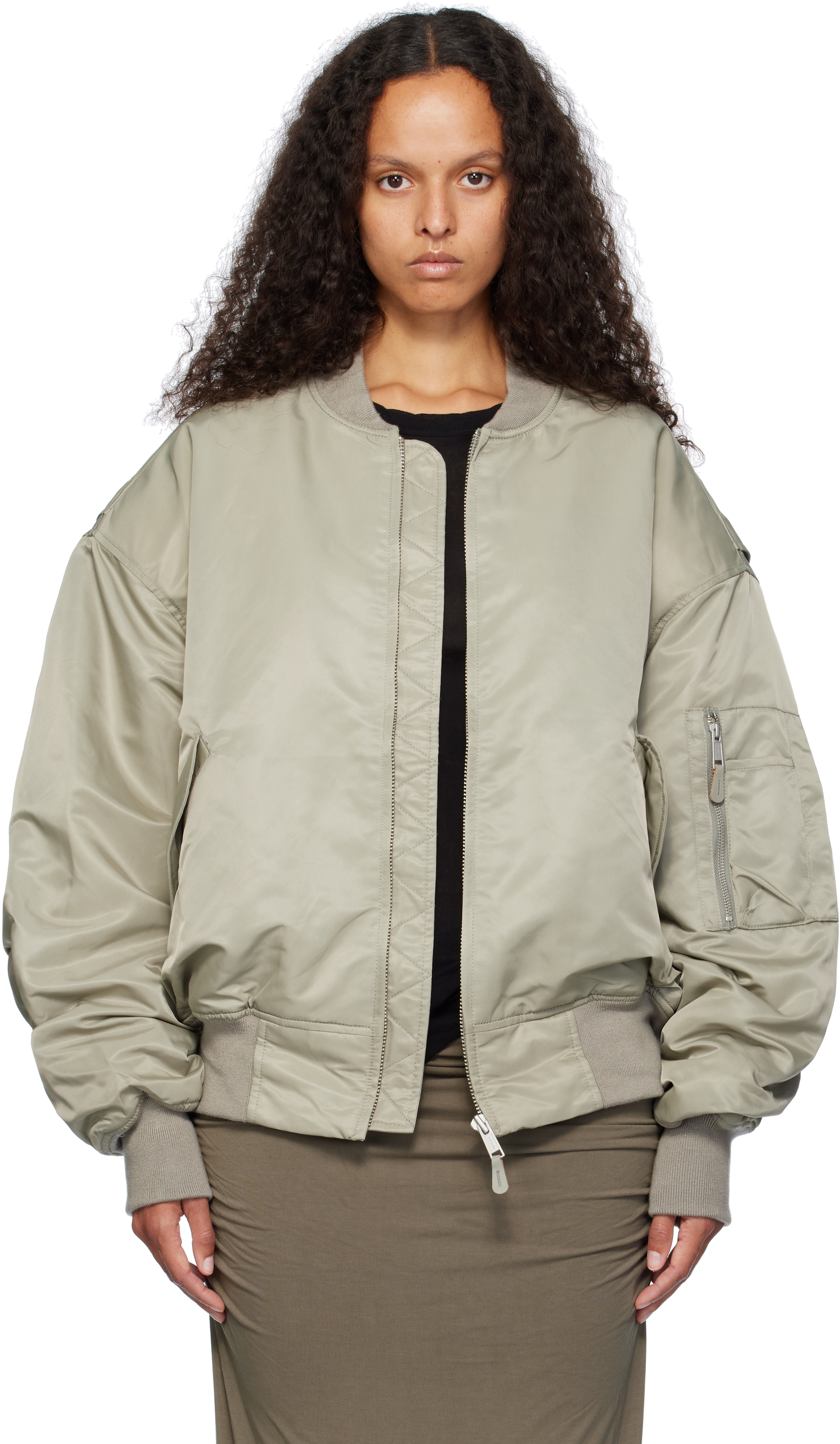 Entire Studios Gray Broad Bomber Jacket In Grey