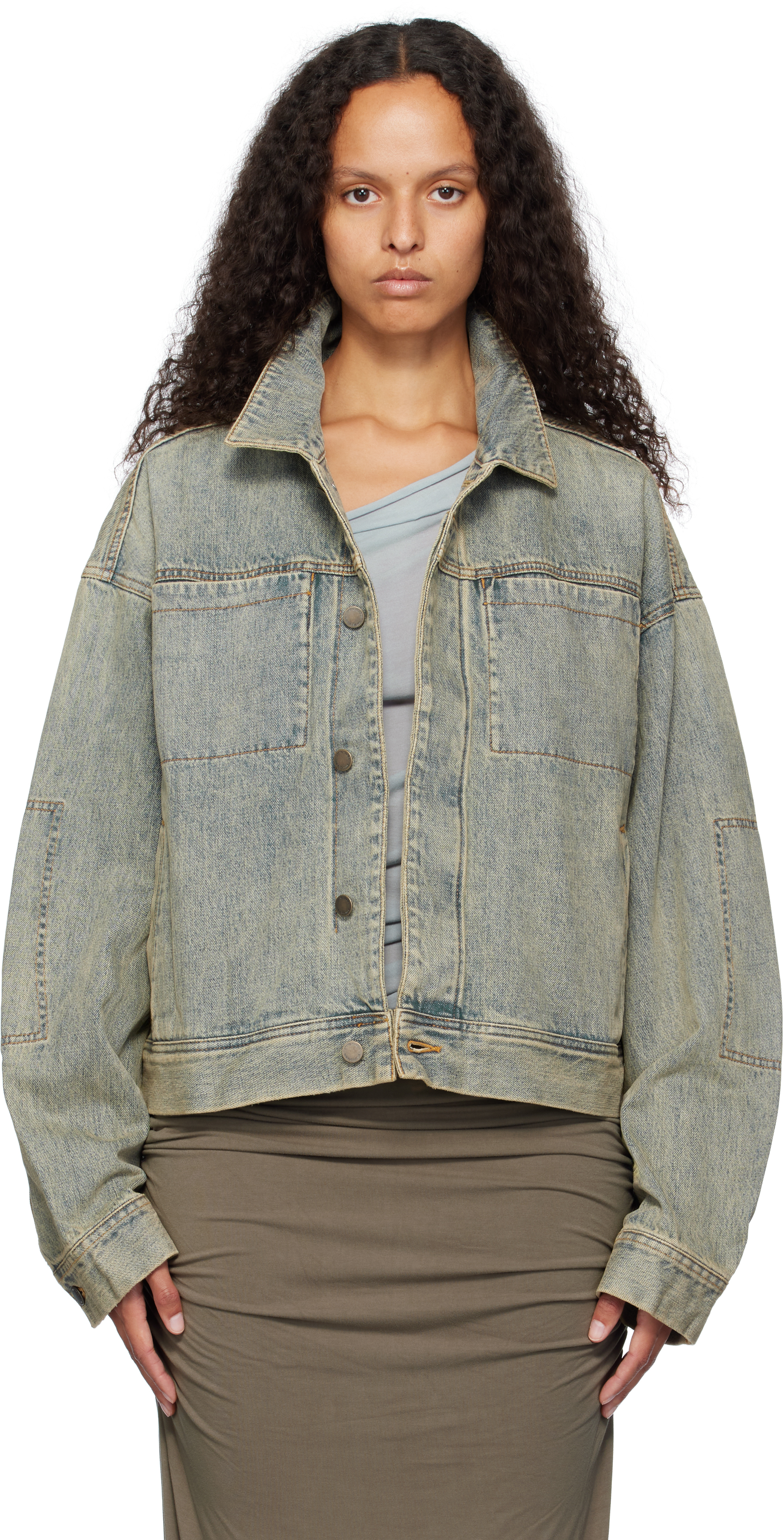 Entire Studios Blue Gem Denim Jacket In Surface Wave