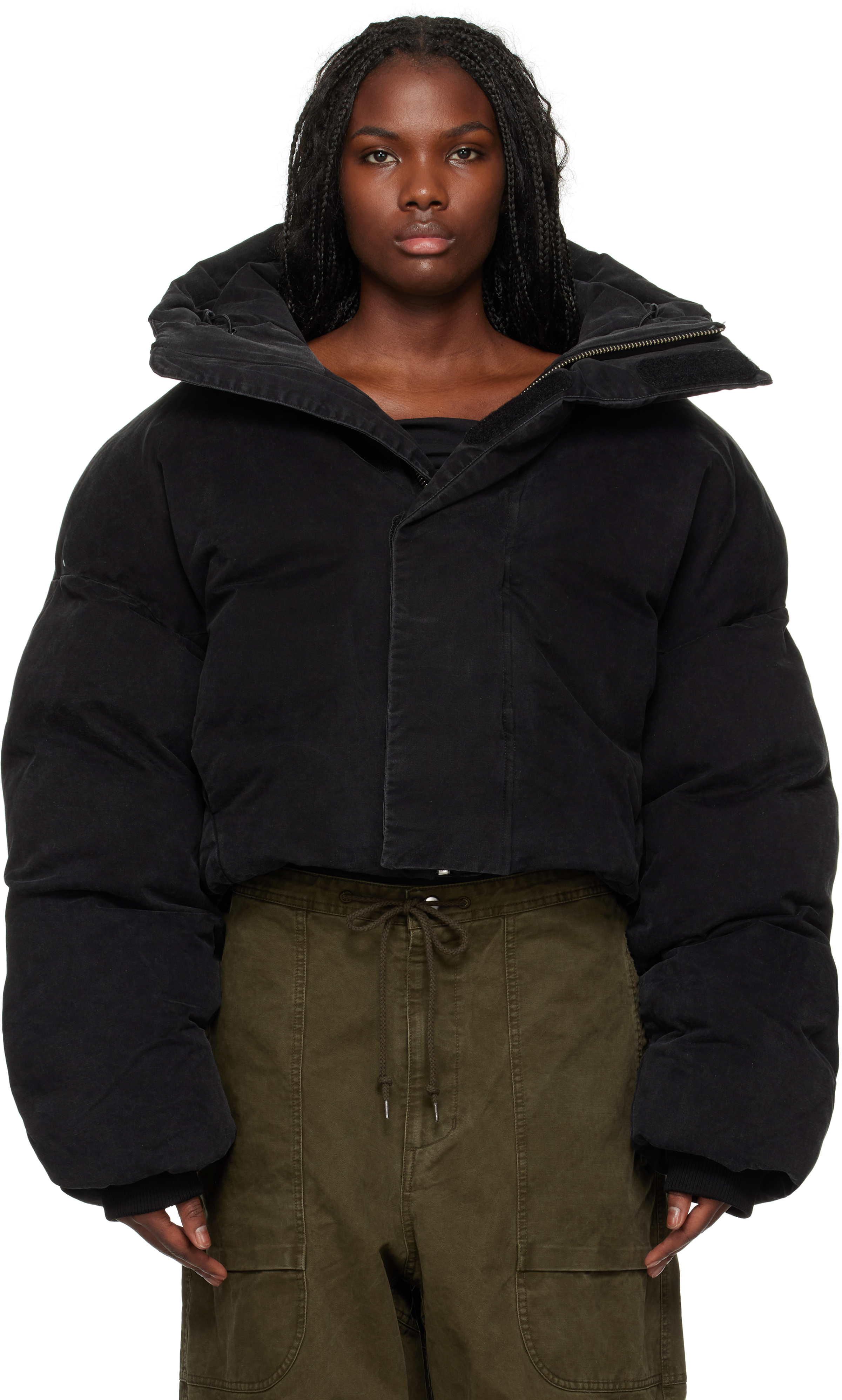 Black MML Hooded Puffer Down Jacket