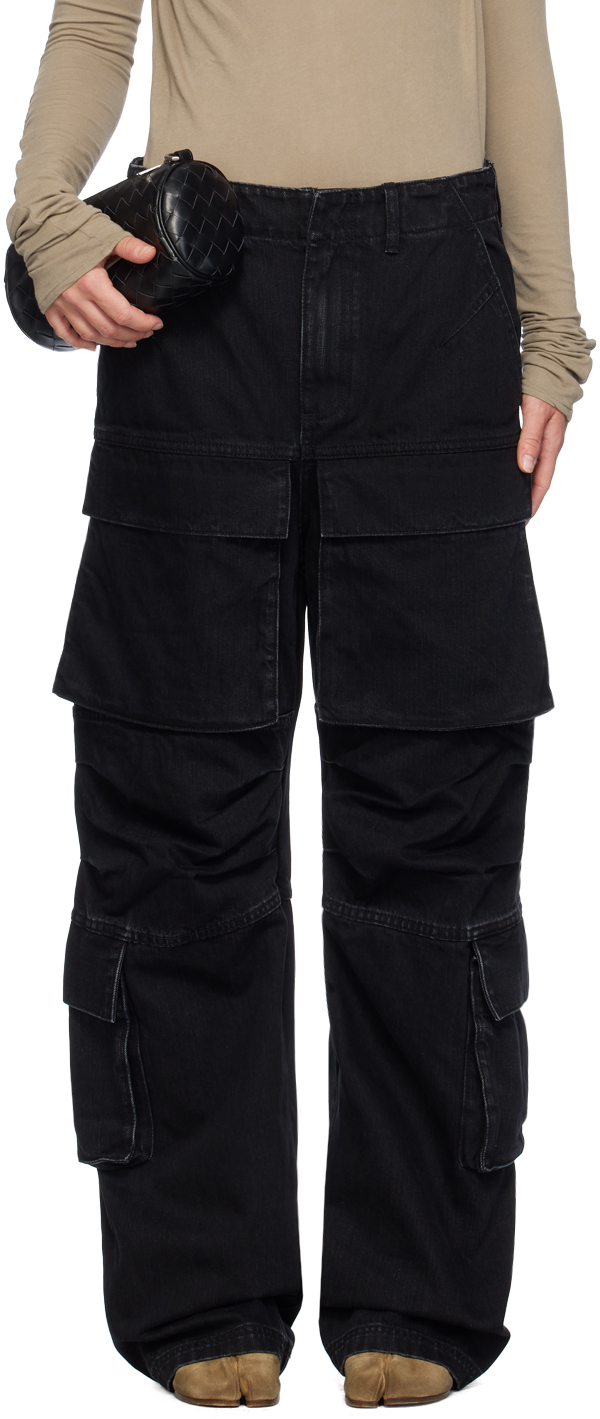 Shop Entire Studios Black Heavy Denim Cargo Pants In Magnetite