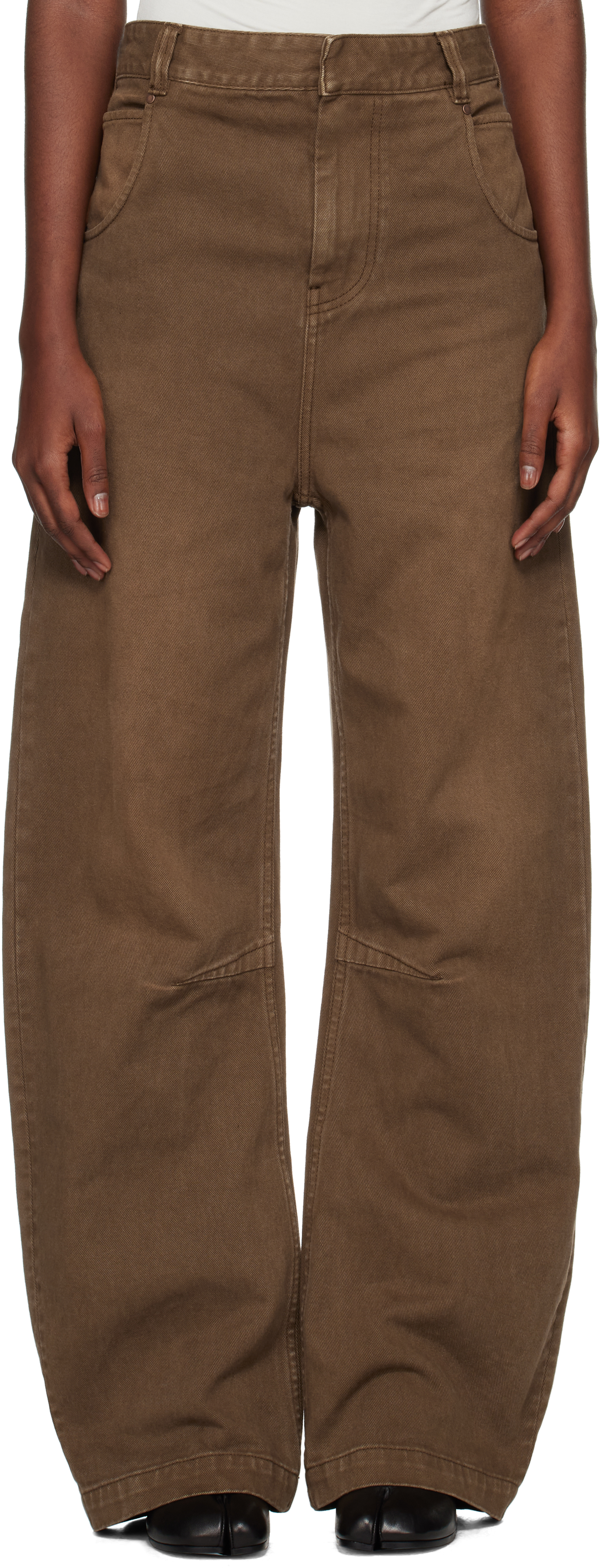 Shop Entire Studios Brown Gem Jeans In Military Stone