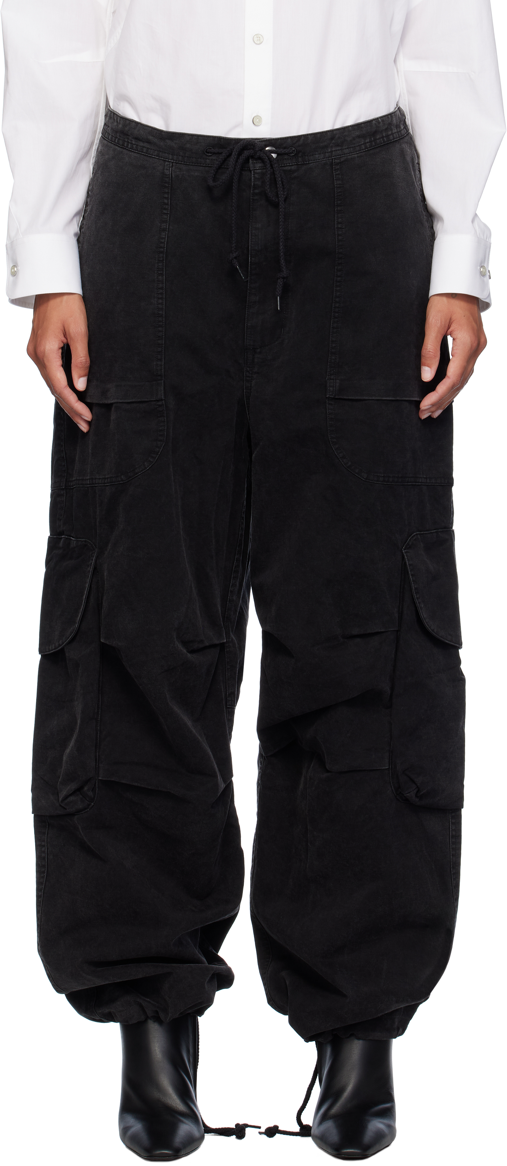 Shop Entire Studios Black Freight Cargo Pants In Iron