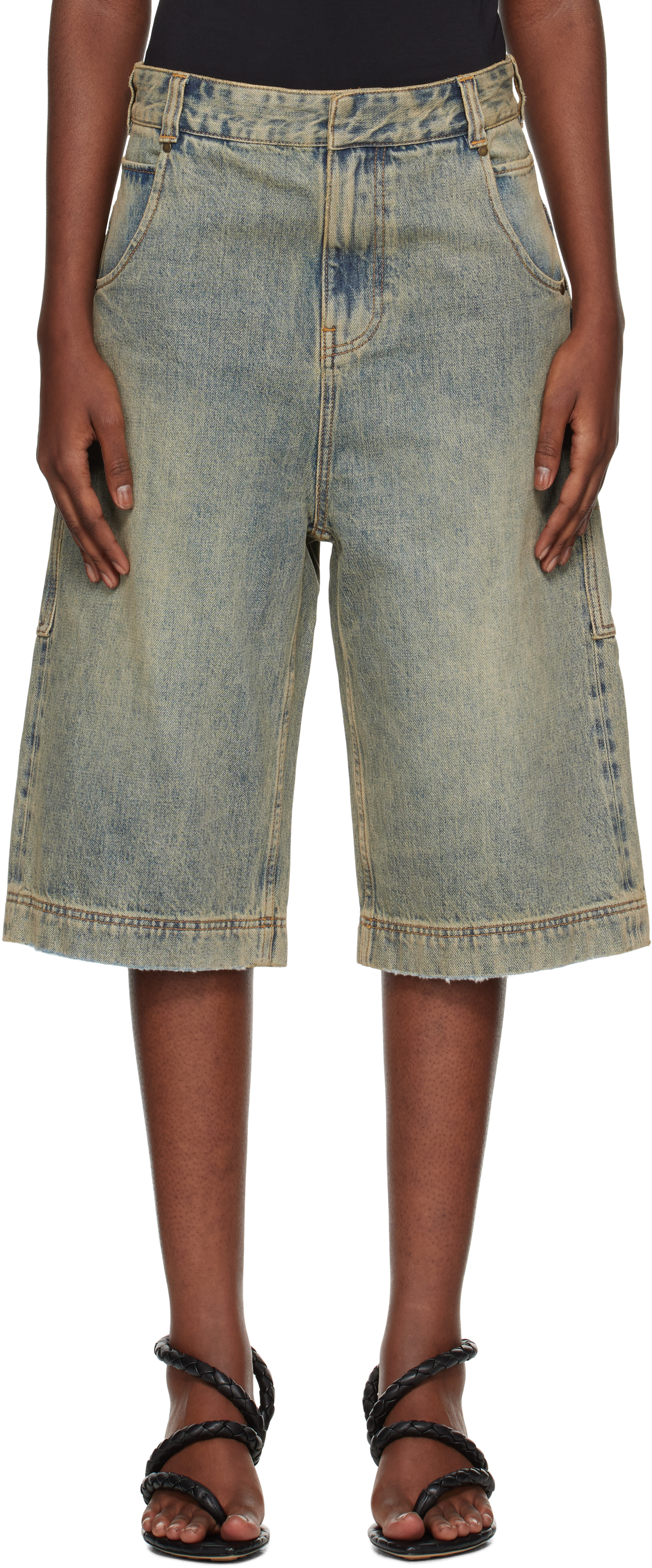 Shop Entire Studios Blue D Denim Shorts In Surface Wave