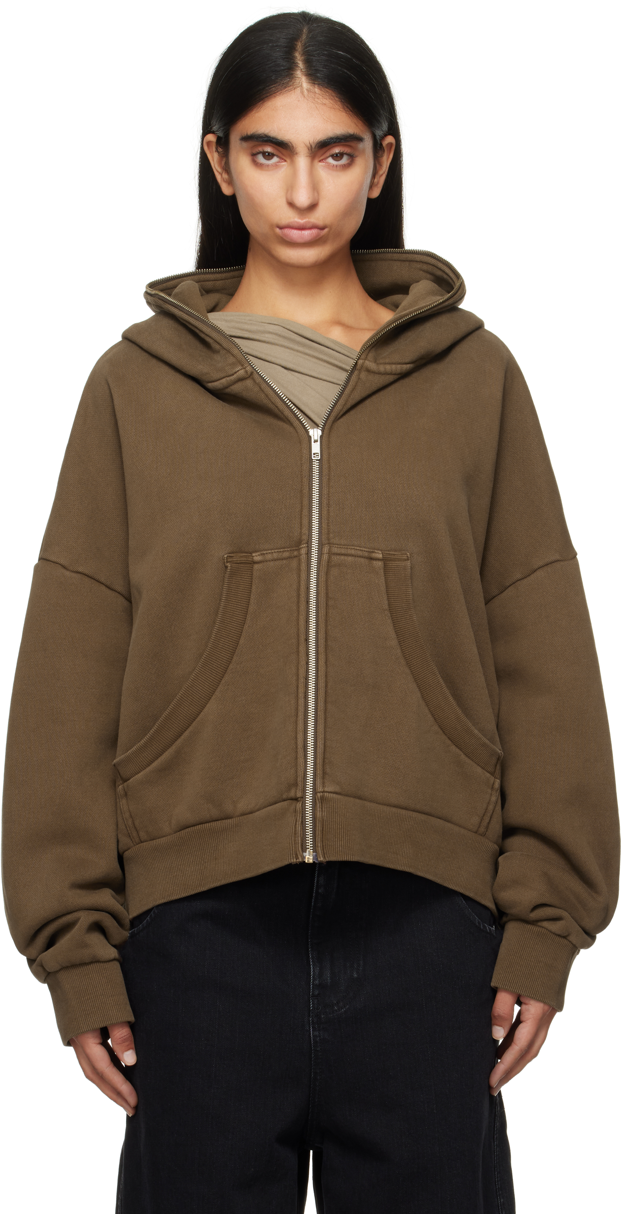 Shop Entire Studios Brown Eternal Zip Hoodie In Brunette