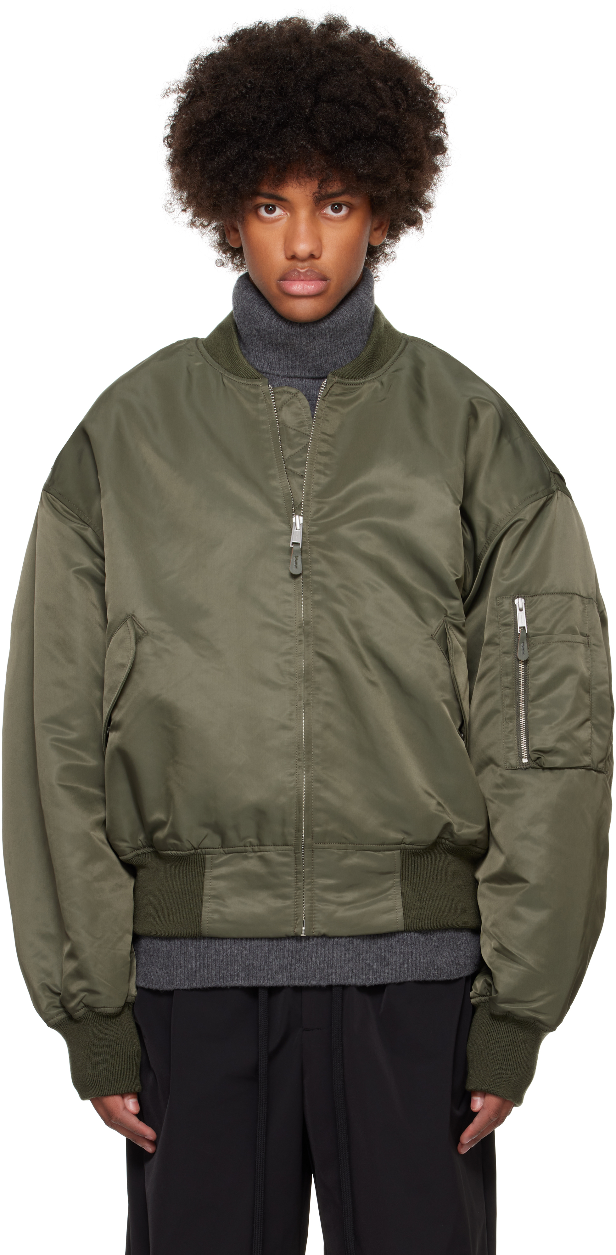 Khaki Broad Bomber Jacket