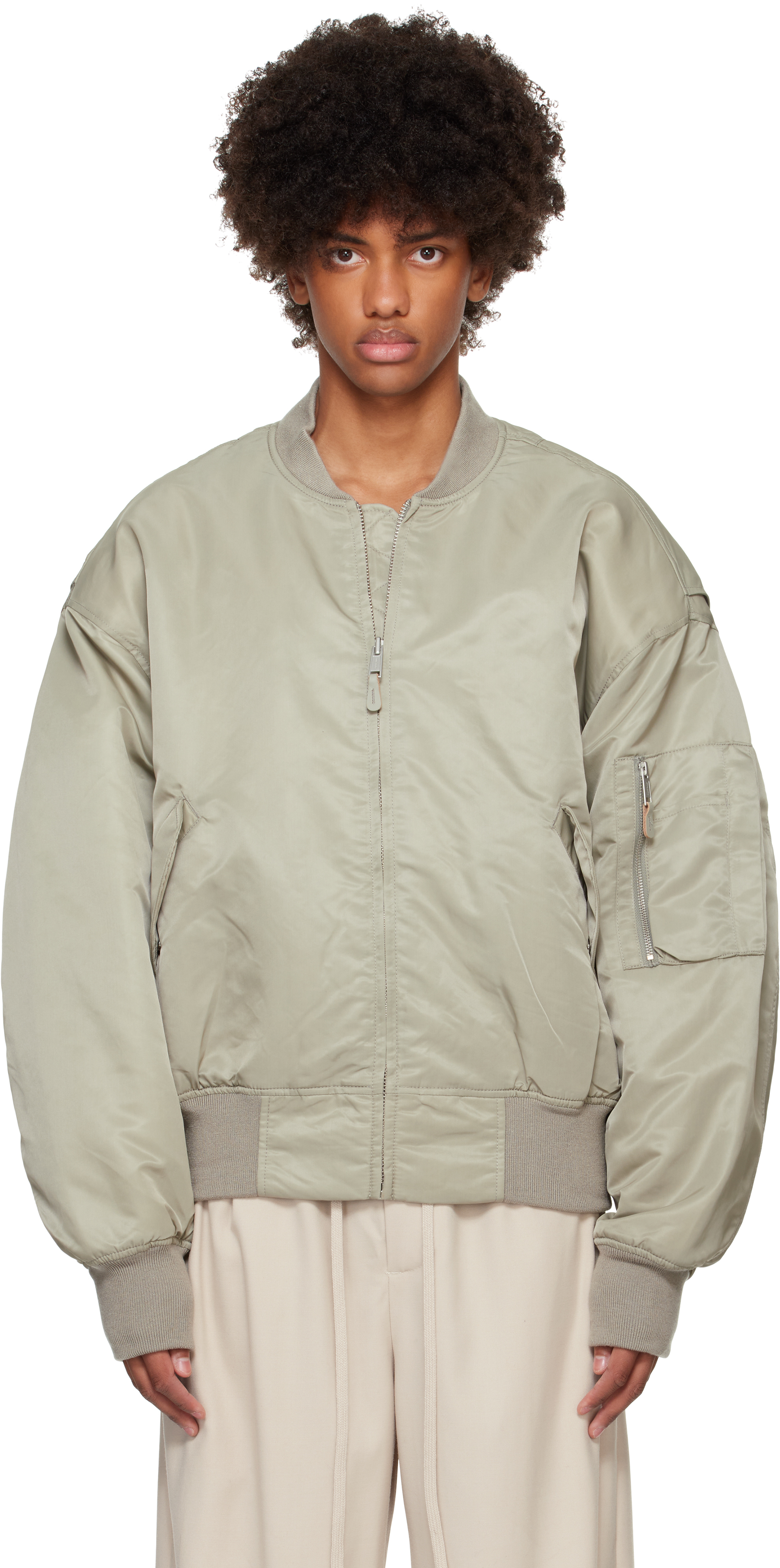 Shop Entire Studios Gray Broad Bomber Jacket In Grey