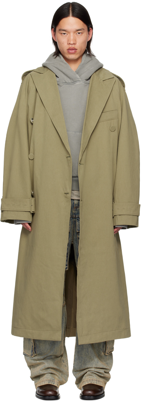 Shop Entire Studios Khaki Double Breasted Trench Coat