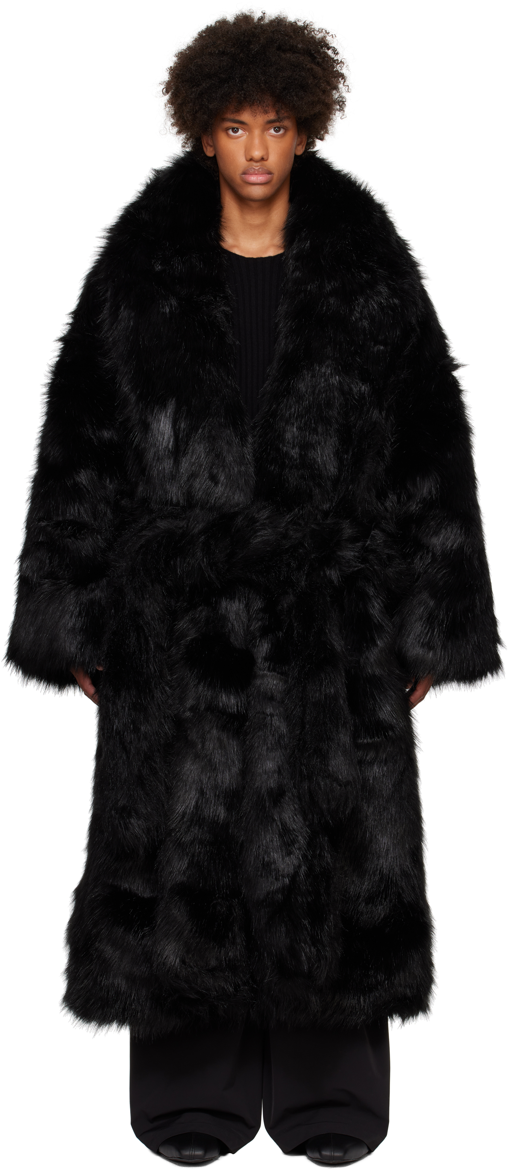 Shop Entire Studios Black Vast Faux Fur Coat