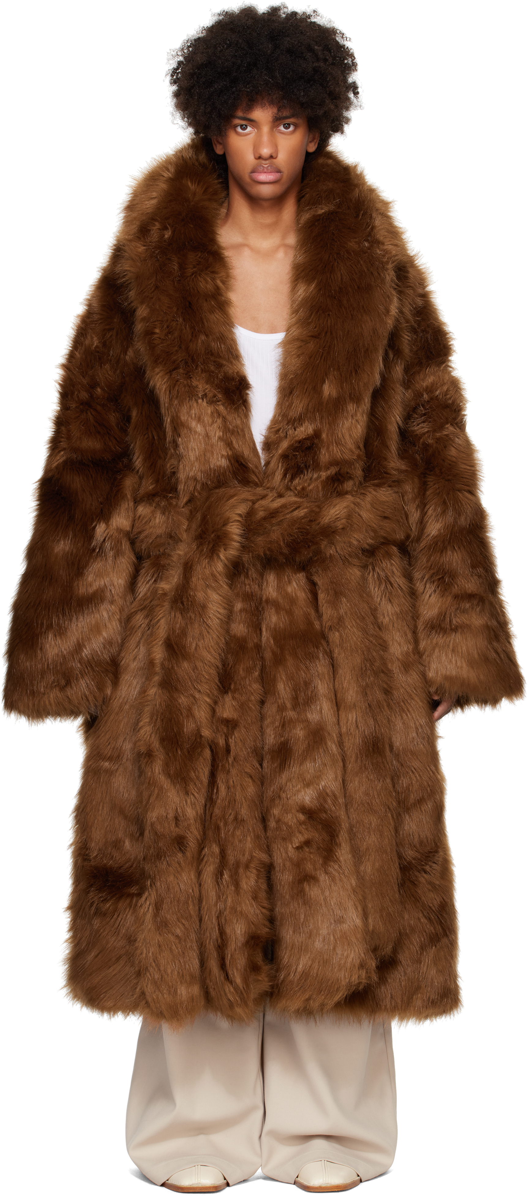 ENTIRE STUDIOS BROWN VAST FAUX FUR COAT 