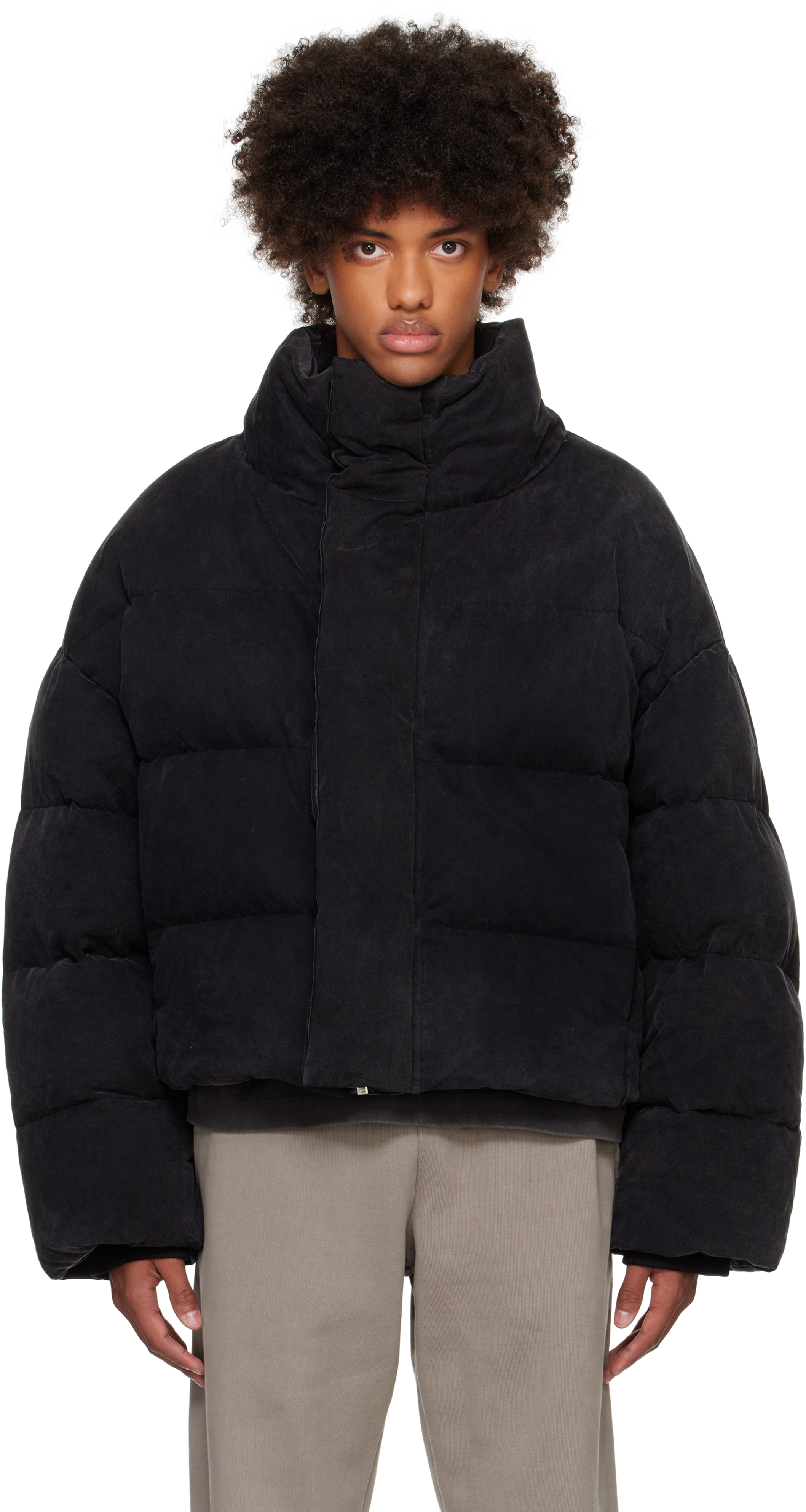 Shop Entire Studios Black Mml Puffer Down Jacket In Iron