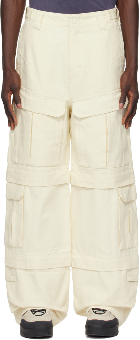 Shop Entire Studios Beige Carvas Cargo Pants In Budgie