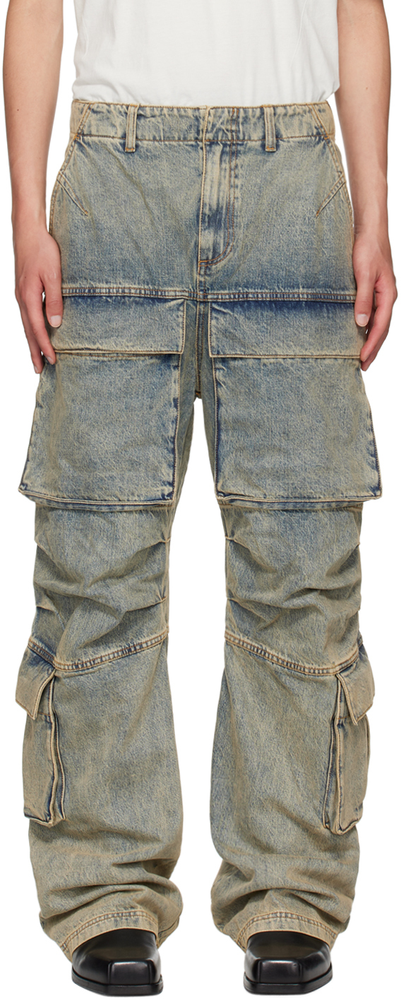 Blue Heavy Denim Cargo Pants