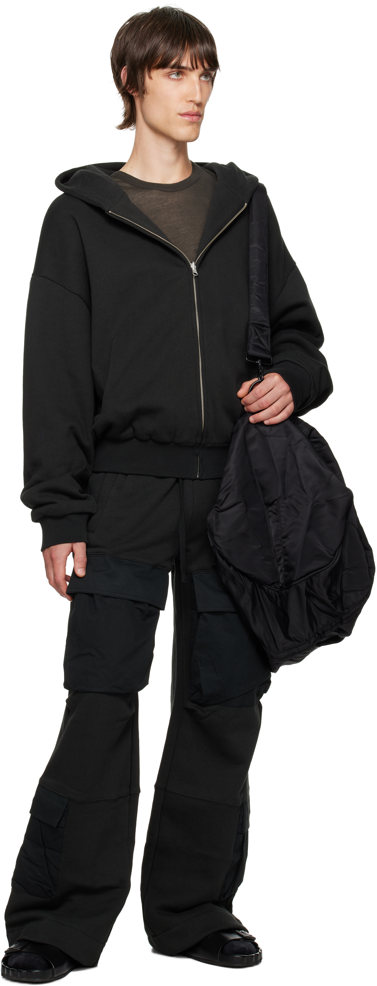 Entire Studios Black Utility Cargo Pants In Soot