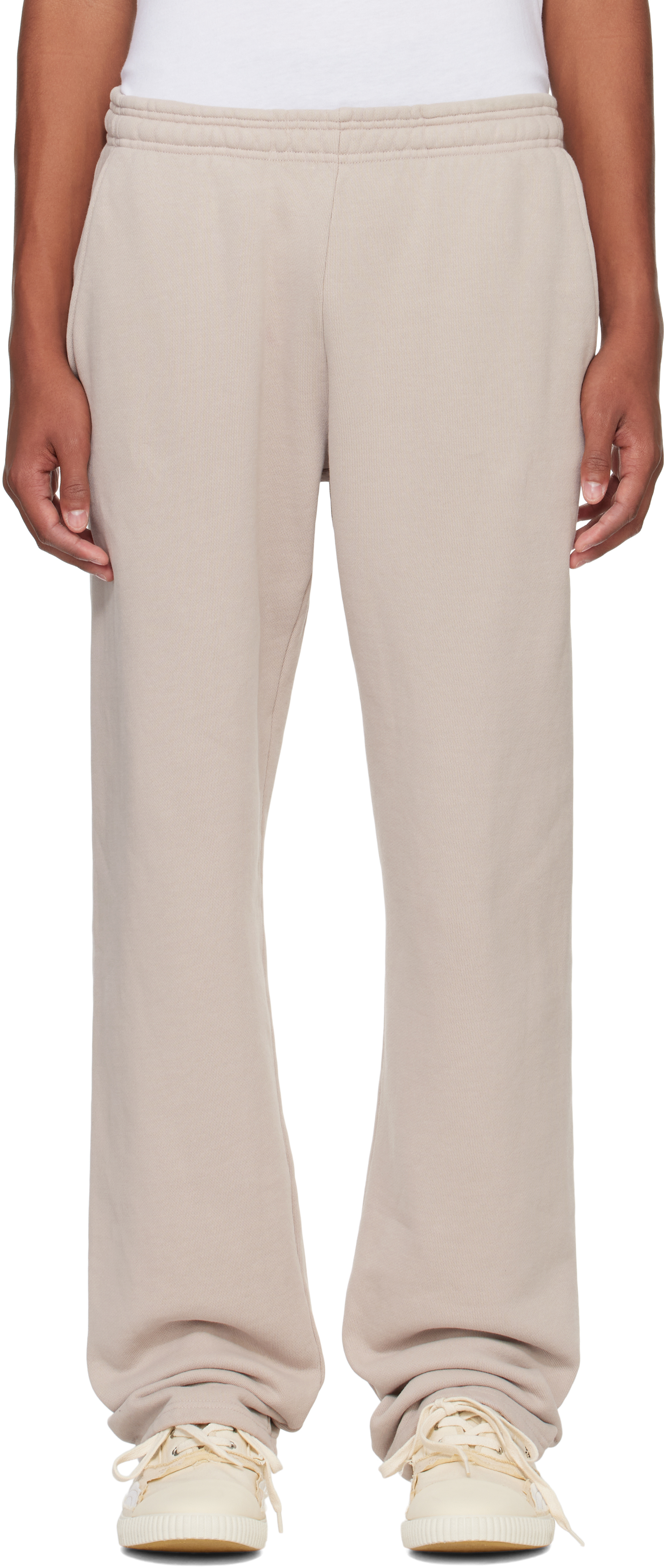 Shop Entire Studios Beige Straight Leg Sweatpants In Silver Cloud