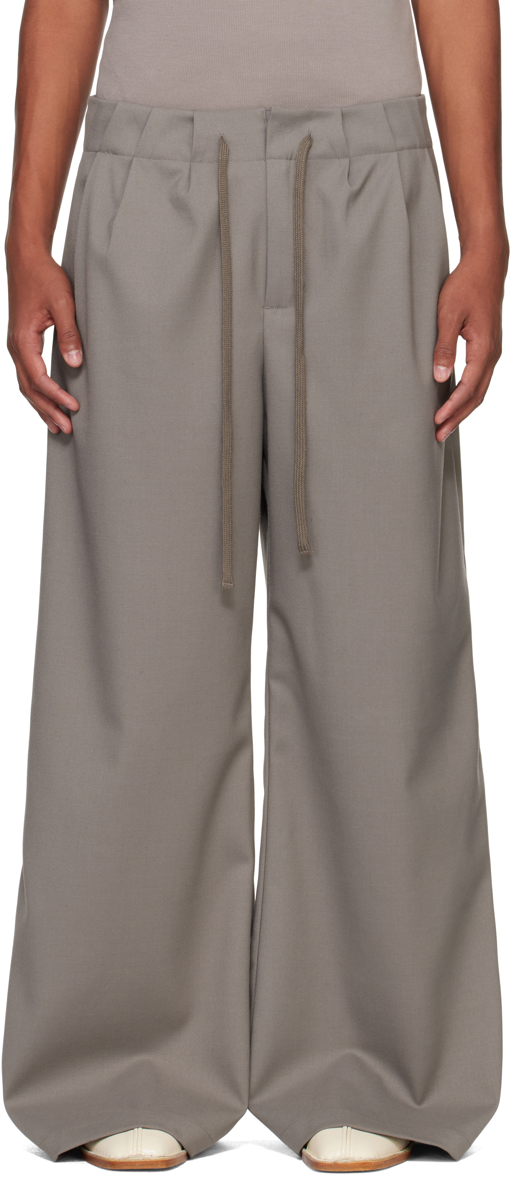 Shop Entire Studios Gray Cinch Trousers In Gravel