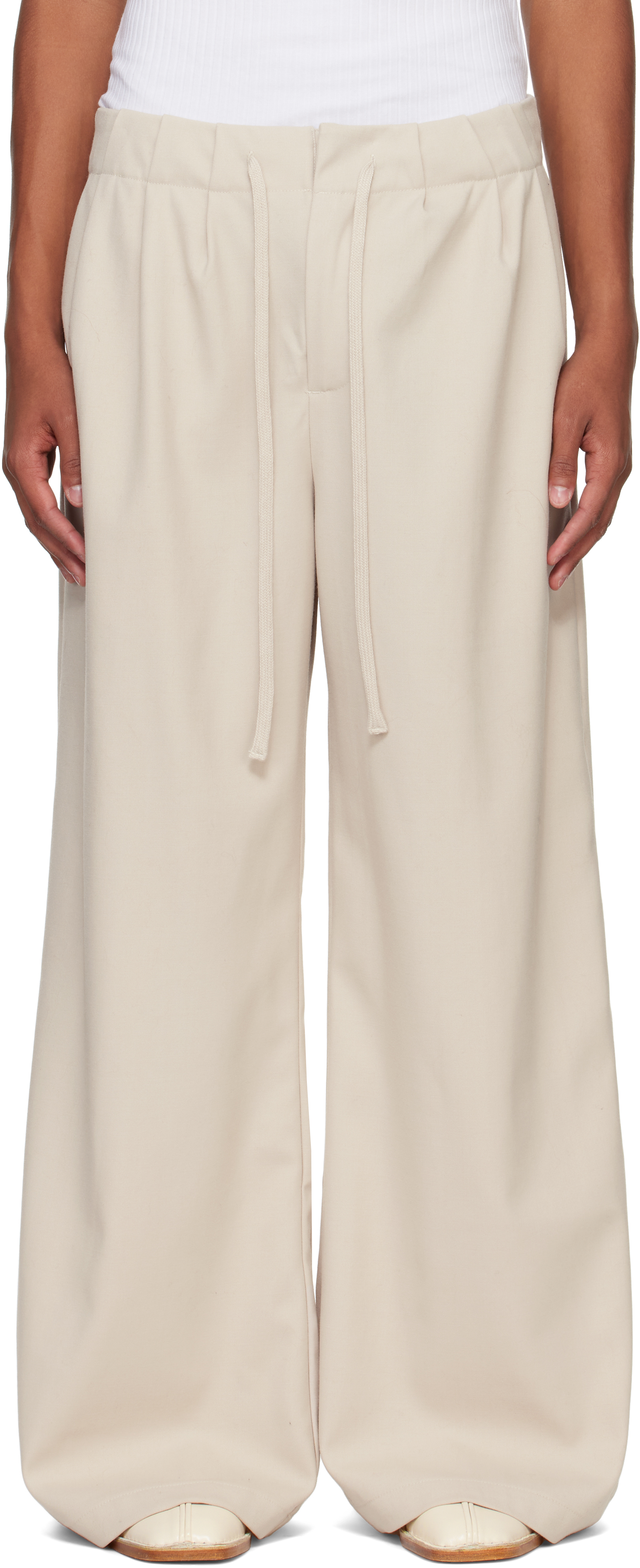 Shop Entire Studios Beige Cinch Trousers In Fondant