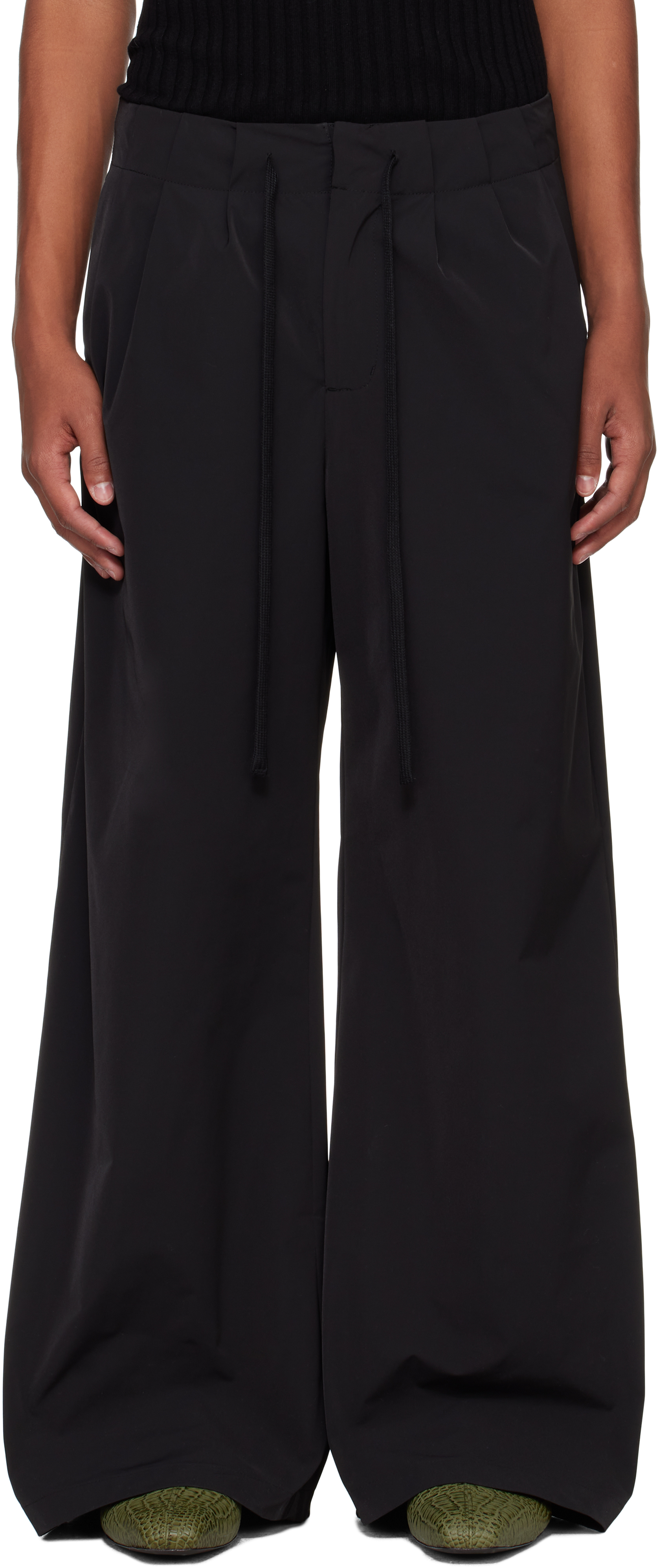 Shop Entire Studios Black Cinch Trousers In Soot