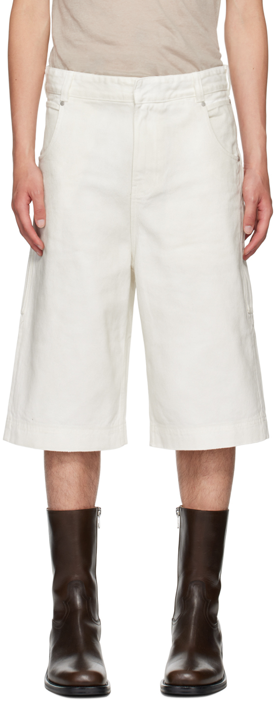 Shop Entire Studios White D Denim Shorts In Bone