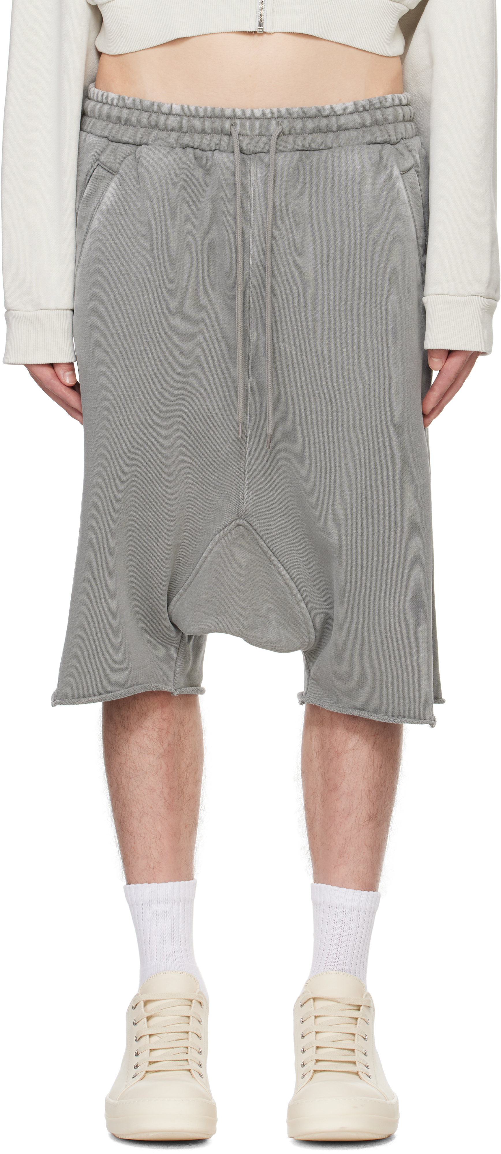 Shop Entire Studios Gray Heavy Drop Shorts In Rhino